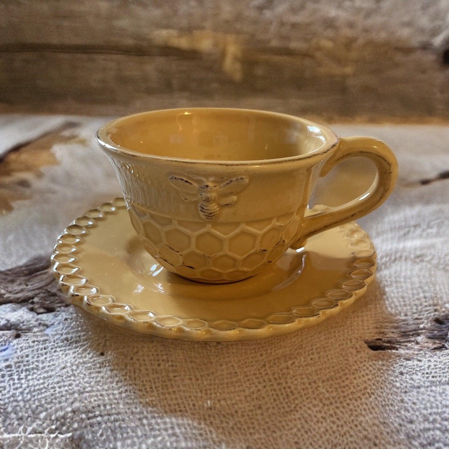 Honeycomb Teacup and Saucer - Death by Tea