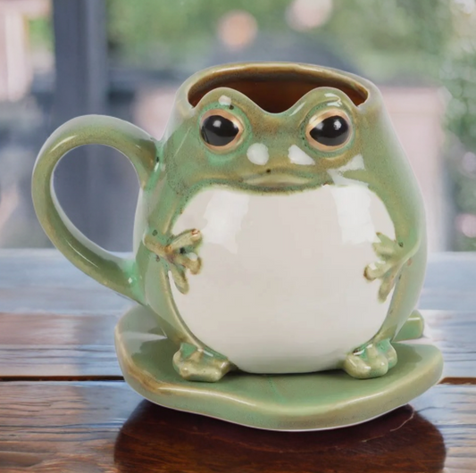 Frog Mug and Lily Pad Saucer